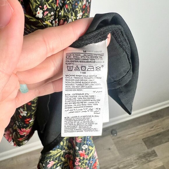 Old Navy Dark Moody Floral Metallic Chiffon Fit + Flare Dress Fairycore Sz M - Picture 5 of 6